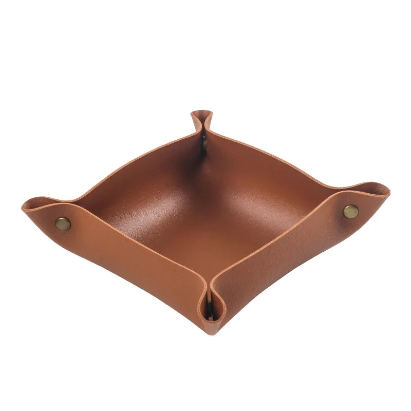 Portable Folding Leather Tray