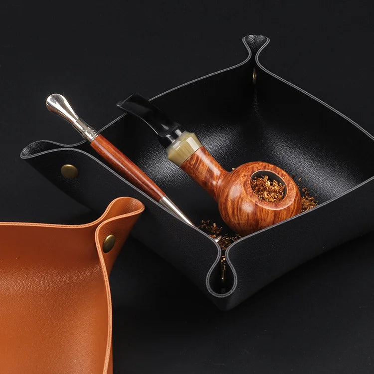 Portable Folding Leather Tray