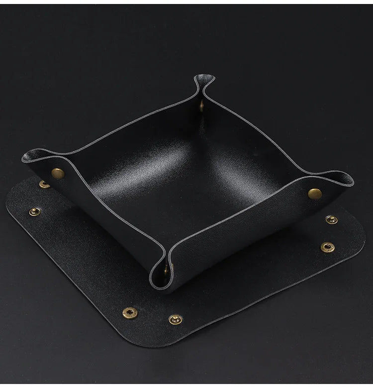 Portable Folding Leather Tray